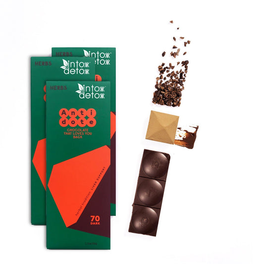 70% Cacao Liver Precovery Dark Chocolate - 3 Bars | NEW!