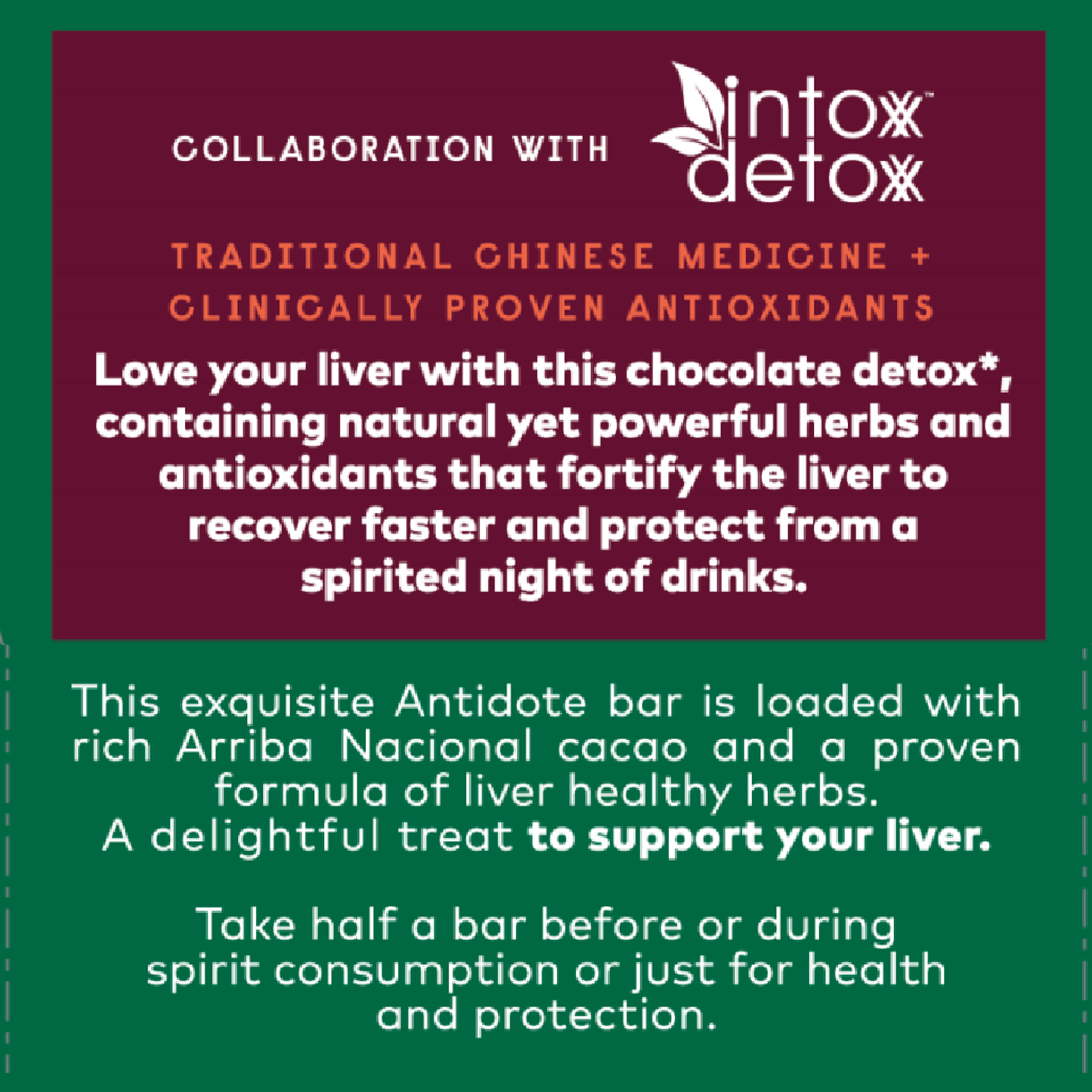 1 Case 70% Cacao Liver Precovery Dark Chocolate - 12 Bars | NEW!