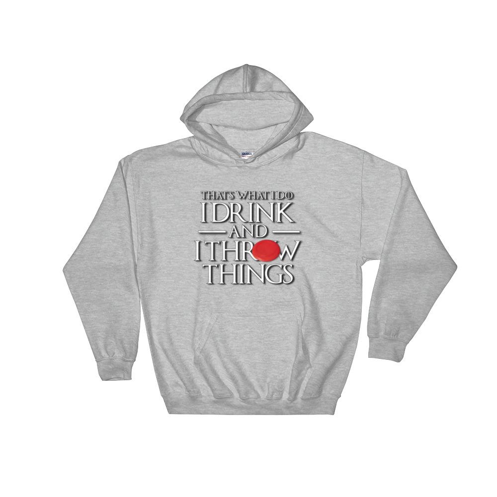 Ultimate Frisbee Drink and Throw Things Hooded Sweatshirt