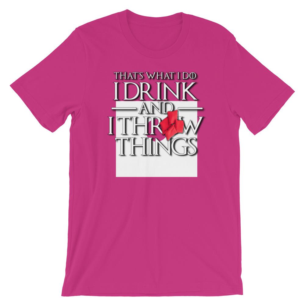 Cornhole I Drink and Throw Things Short-Sleeve Unisex T-Shirt