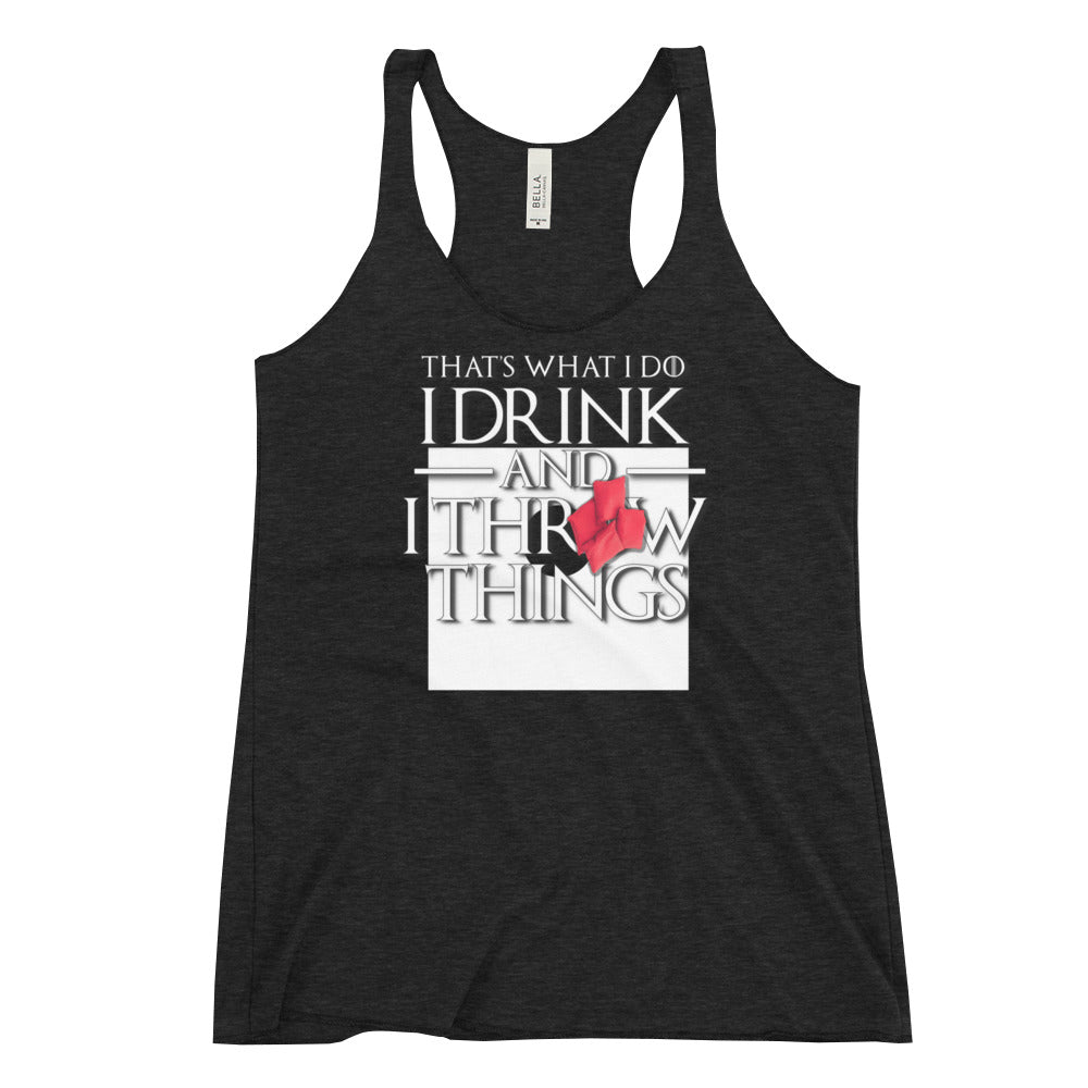 Cornhole Drink and Throw Things Women's Racerback Tank