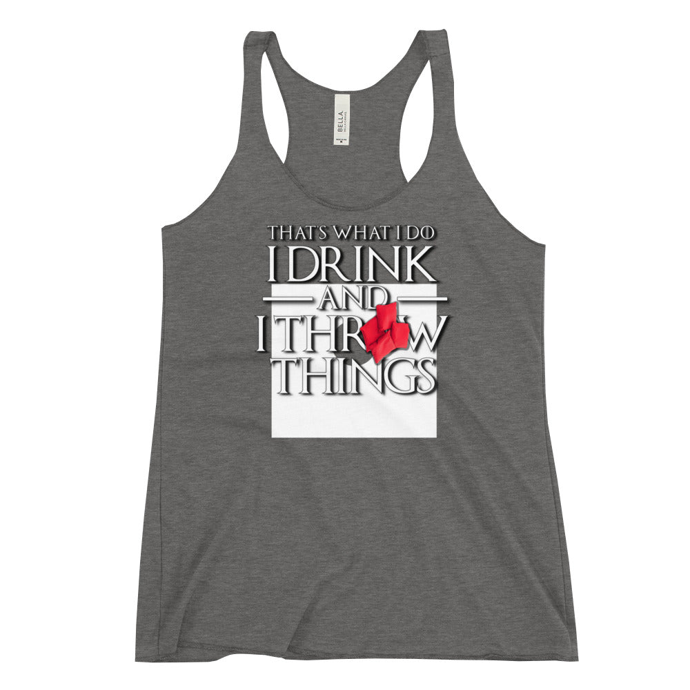 Cornhole Drink and Throw Things Women's Racerback Tank