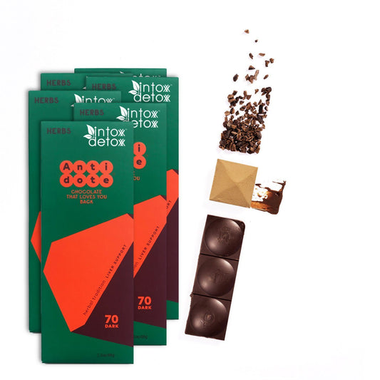 70% Cacao Liver Precovery Dark Chocolate - 6 Bars | NEW!
