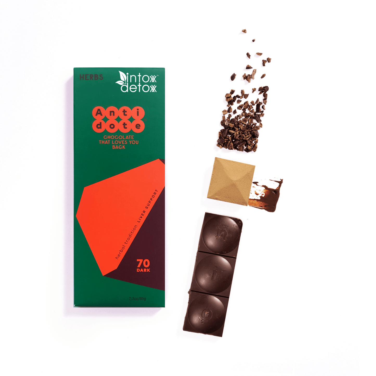 1 Case 70% Cacao Liver Precovery Dark Chocolate - 12 Bars | NEW!