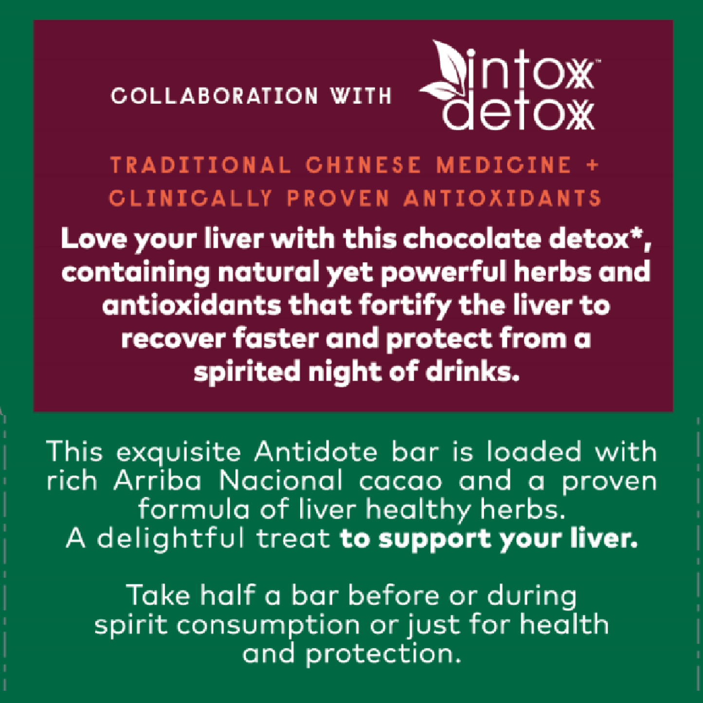 Trial Size 70% Cacao Liver Precovery Dark Chocolate - 1 Bar | NEW!